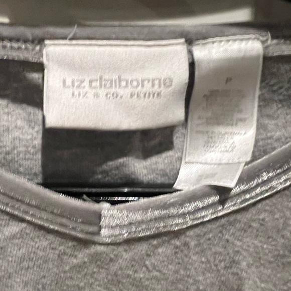 Liz Claiborne Velvet Collar Basic Grey Long Sleeve - Picture 3 of 3